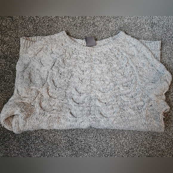 Wind River Nordic Fair Isle Cable Knit sweater warm oatmeal grey L fits like M - Picture 11 of 13